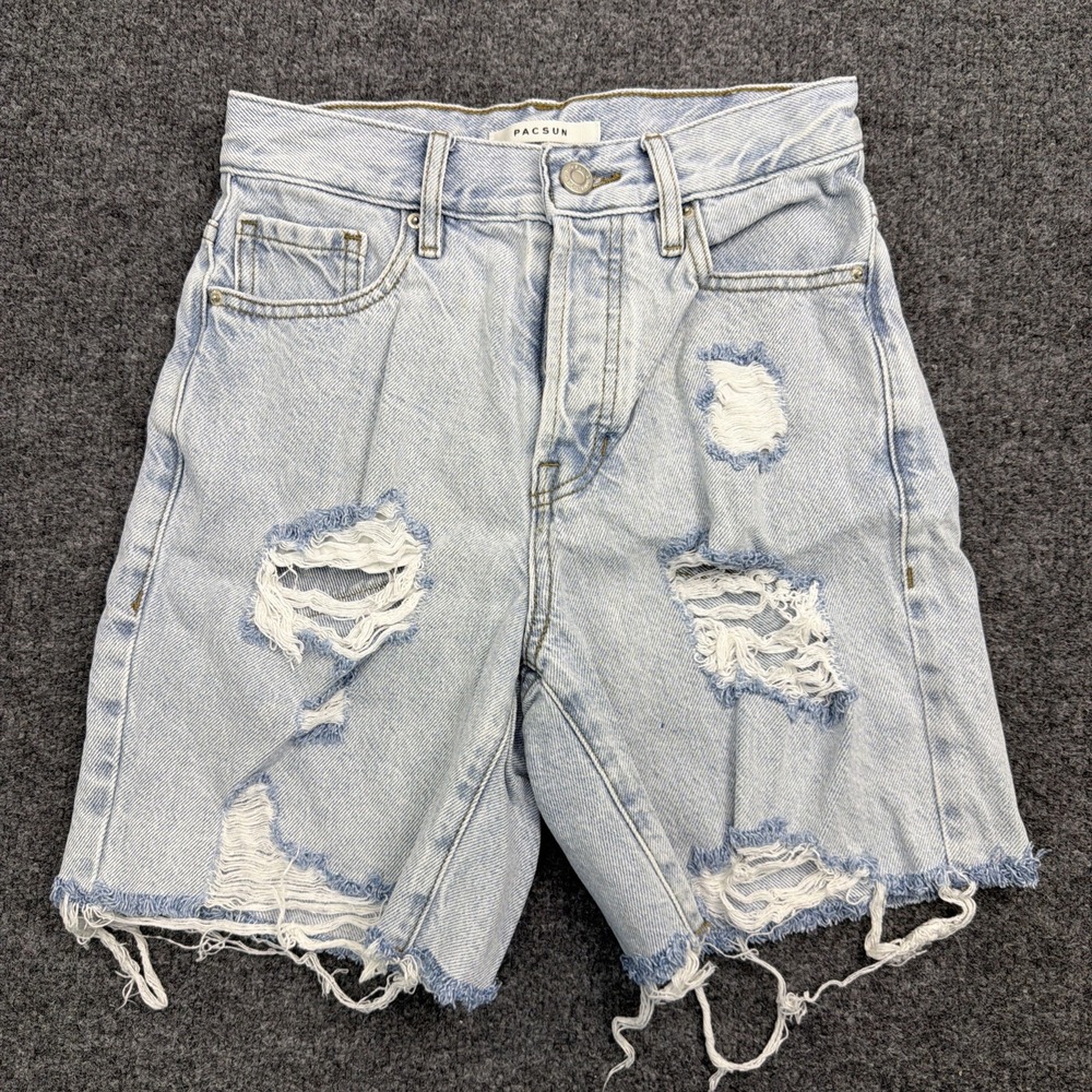 PacSun High Rise Boy Shorts Womens Size 24 Distressed Denim Cutoff Light Wash